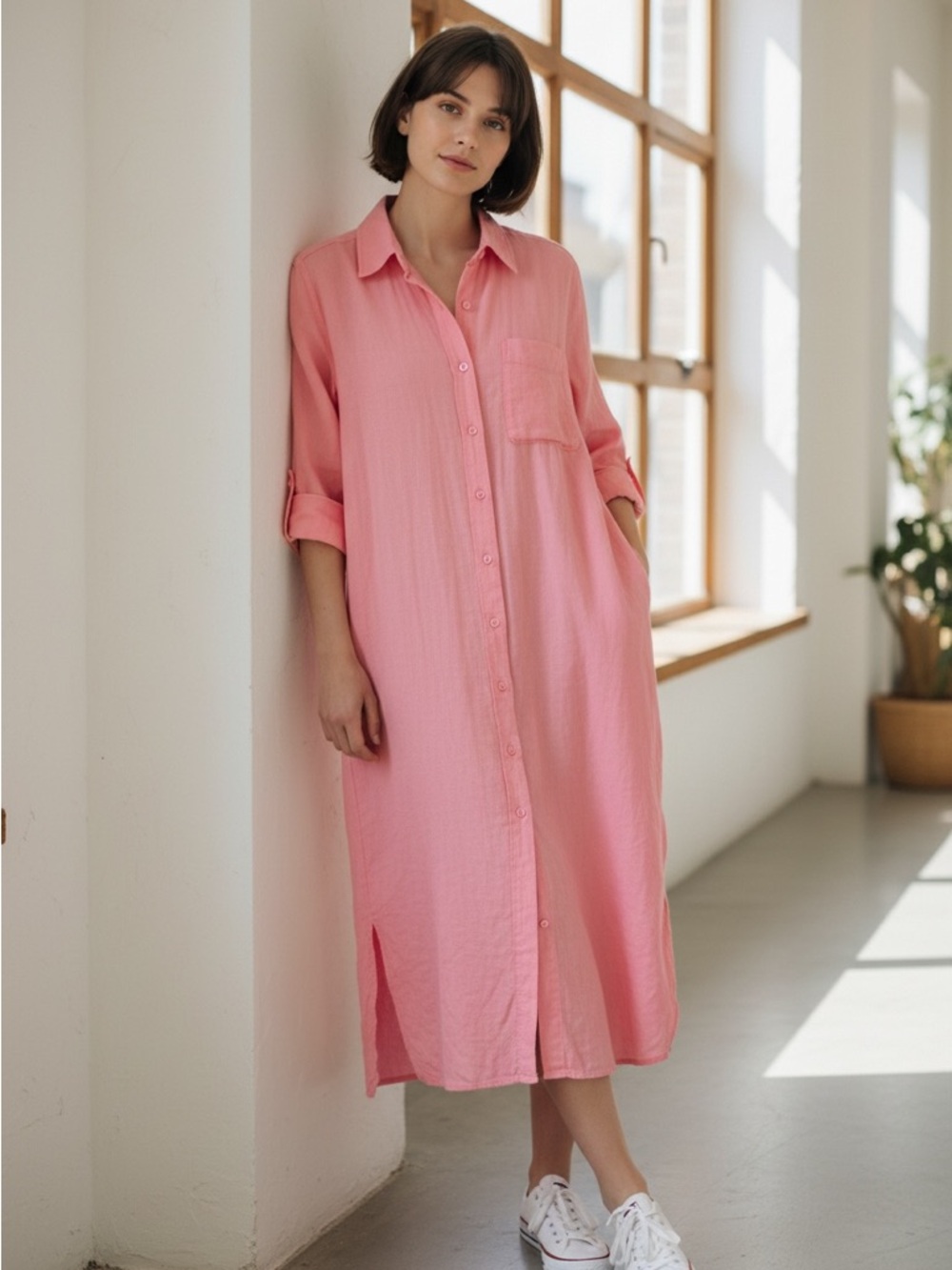 Universal Thread Pink Midi Shirt Dress